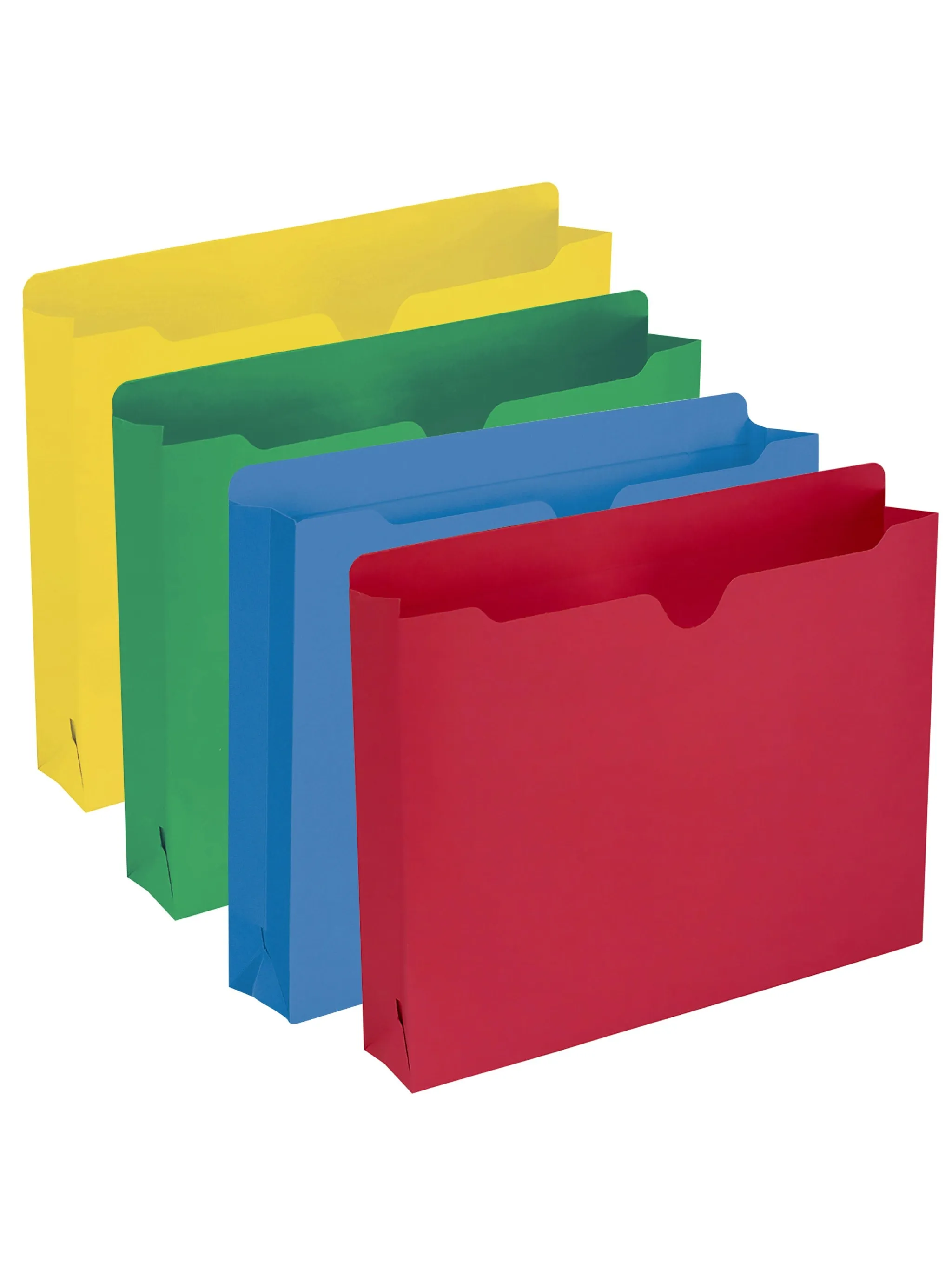 Colored File Jackets, Reinforced Straight-Cut Tab, 2 inch Expansion